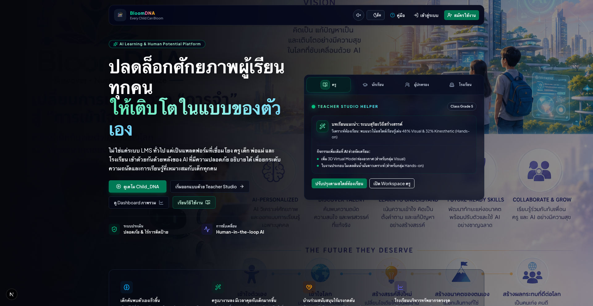 BloomDNA landing overview